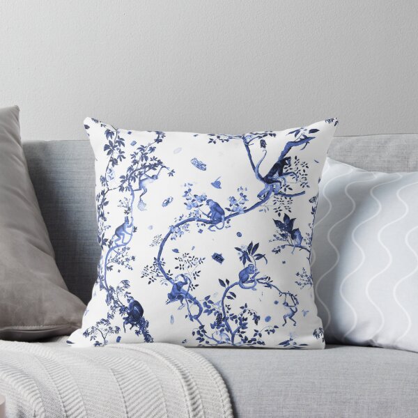 Monkey World Jouy Throw Pillow