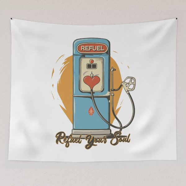 Item preview, Vintage Gas Pump Heart: Refuel Your Soul Typography Design designed and sold by HahaHandlesHub.