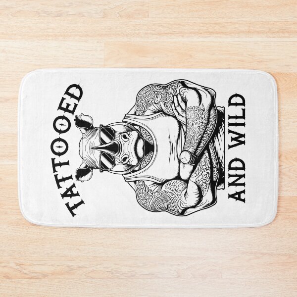 Item preview, Tattooed And Wild Funny Inked Rhino Animal Tattoo Lover designed and sold by GrandeDuc.
