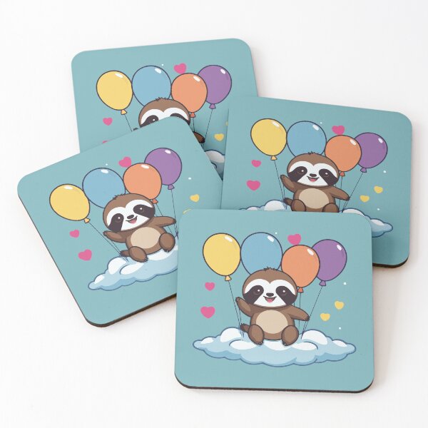 Item preview, Colorful Balloon Sloth rising and floating into the clouds designed and sold by Atlantico54.