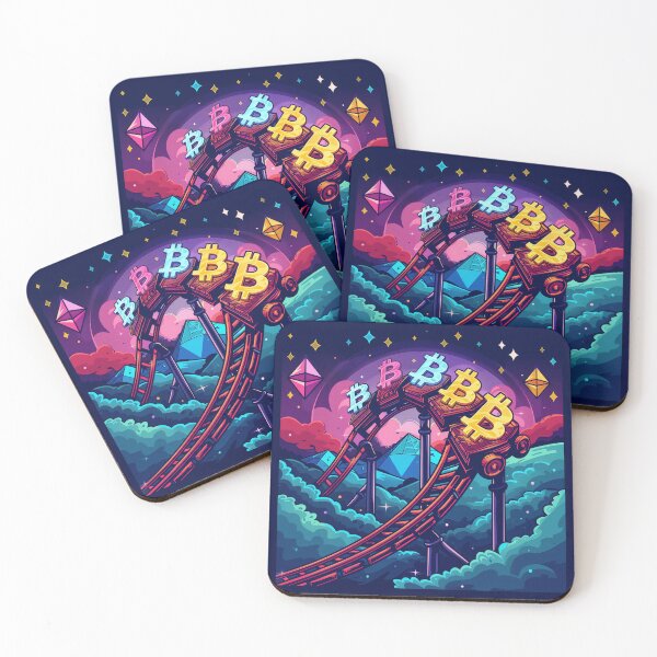 Item preview, Cryptocurrency Coaster: Thrills of the Trade! designed and sold by Liseri.