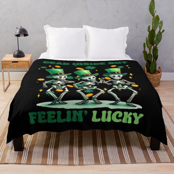 Item preview, Dead Inside But Feeling Lucky, Lucky Cute Skeleton shamrock, Happy St Patricks Day designed and sold by ArtByKatti.