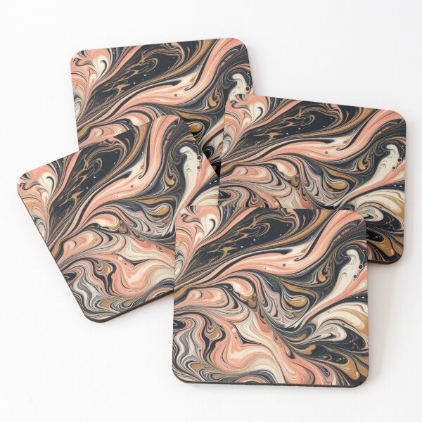 Item preview, Peach and Gold swirl of marble print designed and sold by PrintsQuarter.