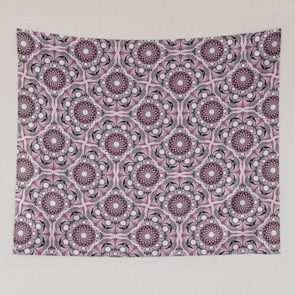 Item preview, Cherry Blossom Dusky Rose Dot Mandala Fans designed and sold by Triplicate Limited.