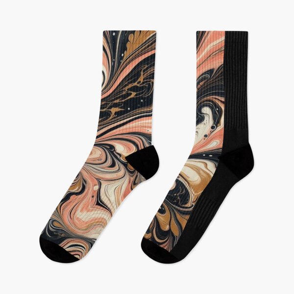 Item preview, Peach and Gold swirl of marble print designed and sold by PrintsQuarter.