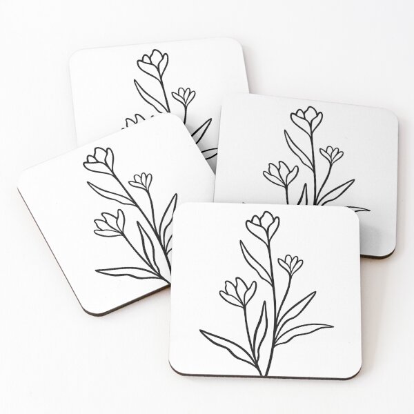 Item preview, Floral Line Art | Elegant Wildflower Leafy Stem designed and sold by RachelFCreative.