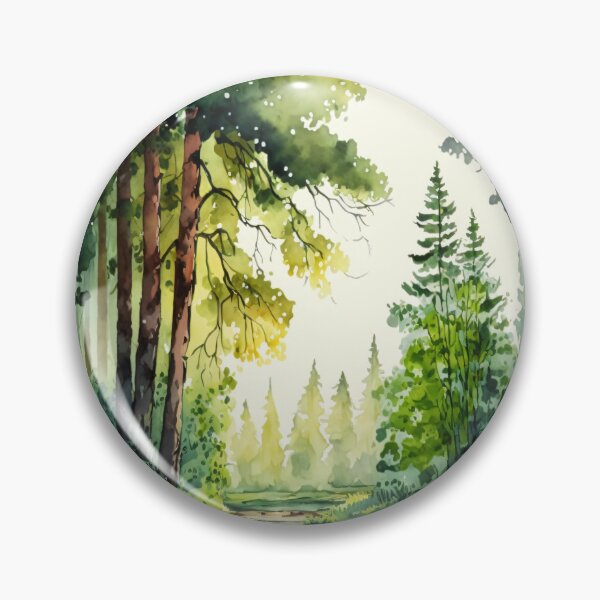 Item preview, Spring Forest Stream Watercolor Landscape designed and sold by EcoArtLab.
