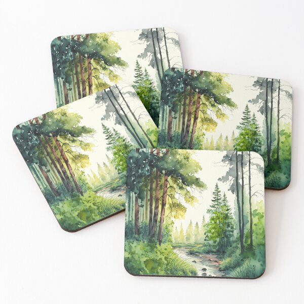 Item preview, Spring Forest Stream Watercolor Landscape designed and sold by EcoArtLab.