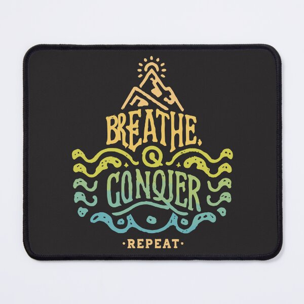 Item preview, Tranquil Mountain Typography: Breathe, Conquer, Repeat Motivational Design designed and sold by HahaHandlesHub.