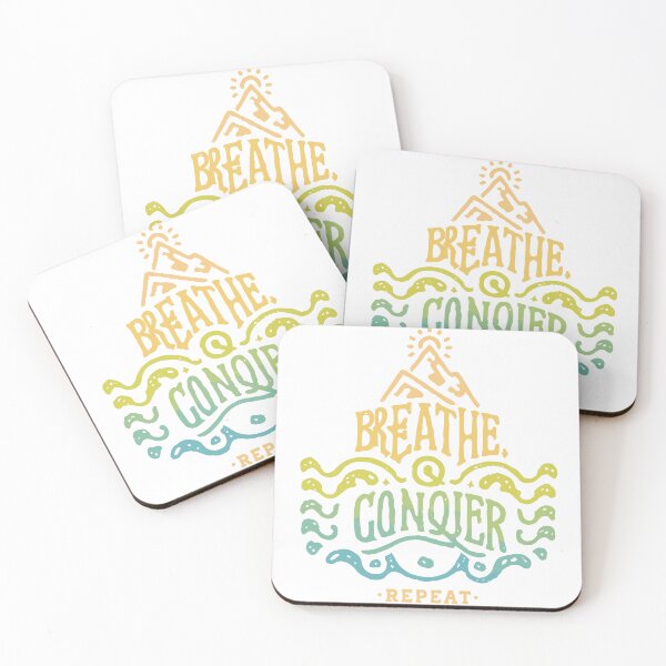 Item preview, Tranquil Mountain Typography: Breathe, Conquer, Repeat Motivational Design designed and sold by HahaHandlesHub.