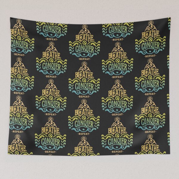 Item preview, Tranquil Mountain Typography: Breathe, Conquer, Repeat Motivational Design designed and sold by HahaHandlesHub.