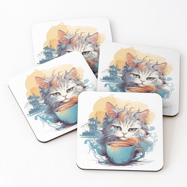 Item preview, Cat having its morning caffein designed and sold by slemfiskz.
