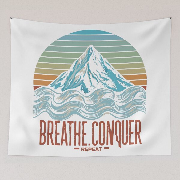 Item preview, Mountain Breathe: Tranquil Typography Design - Breathe, Conquer, Repeat designed and sold by HahaHandlesHub.