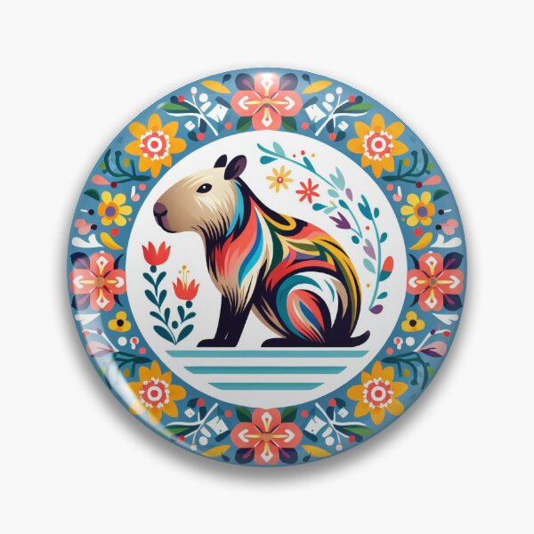 Item preview, Scandinavian Folk Art Capybara by heidiannemorris ©️  designed and sold by FOLK ART FUSION by heidiannemorris.