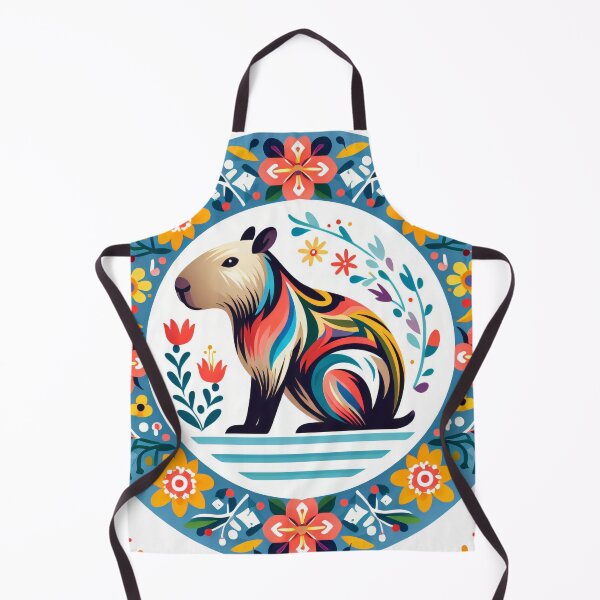 Item preview, Scandinavian Folk Art Capybara by heidiannemorris ©️  designed and sold by FOLK ART FUSION by heidiannemorris.