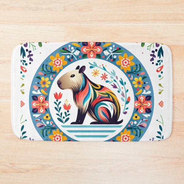 Item preview, Scandinavian Folk Art Capybara by heidiannemorris ©️  designed and sold by FOLK ART FUSION.