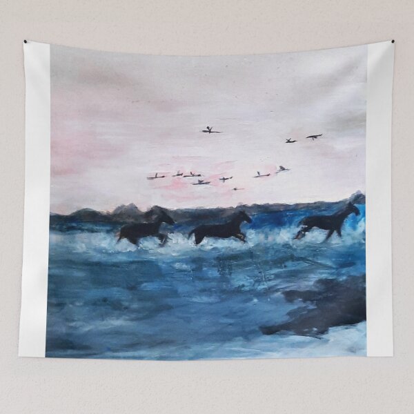 Aperçu de l'œuvre "Chevaux galopant sur le rivage" créée et vendue par Isa-Isarielle.