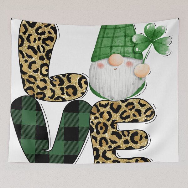 Item preview, St. Patricks Day Love Leopard Gnome designed and sold by svgbyartchili.
