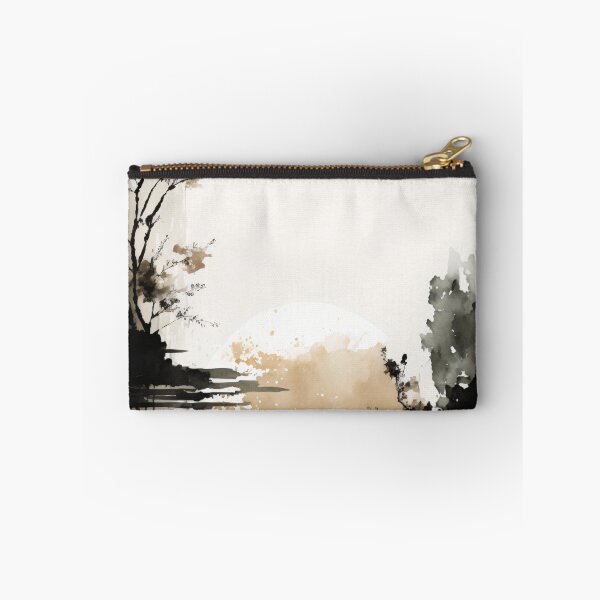Item preview, Wabi-Sabi Japandi Ink Wash Landscape designed and sold by EcoArtLab.
