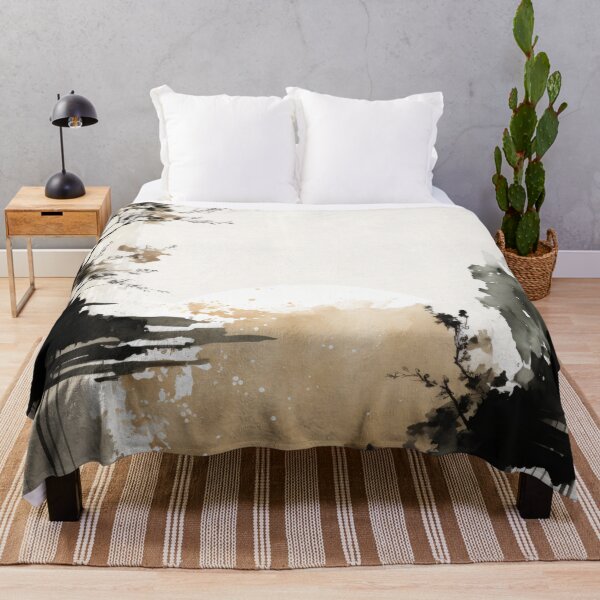 Item preview, Wabi-Sabi Japandi Ink Wash Landscape designed and sold by EcoArtLab.