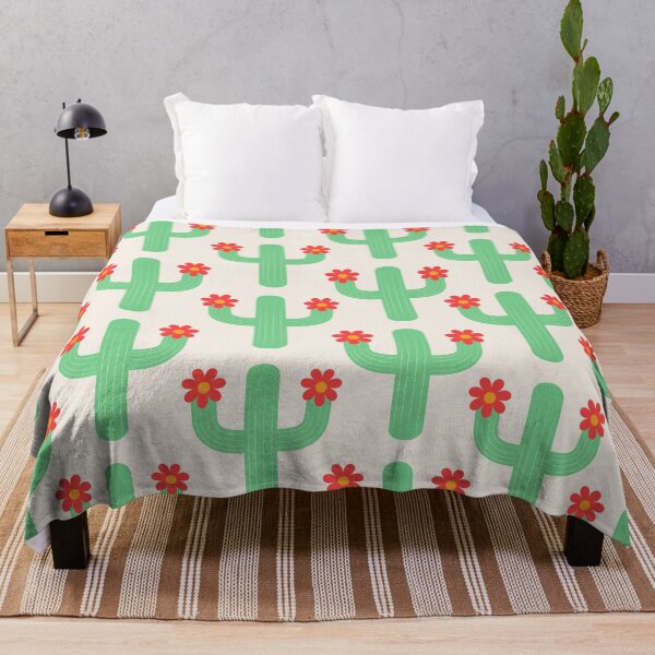 Item preview, Green Cactus With Groovy Red Flowers Pattern  designed and sold by Yasminepatterns .
