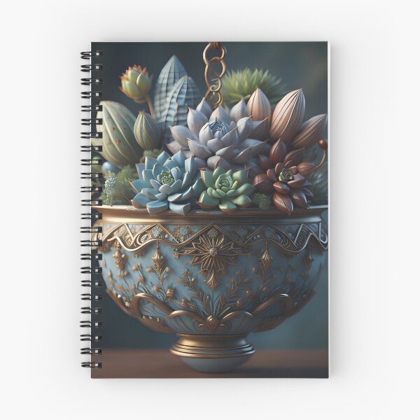 Item preview, Succulent Hanging Planter in Elegant Light Blue with Ornaments | AI Art designed and sold by marjessas-world.