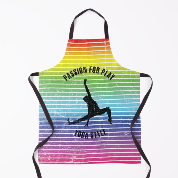Item preview, Black silhouette of a woman in yoga pose against the background of rainbow stripes designed and sold by HarridanCreates.