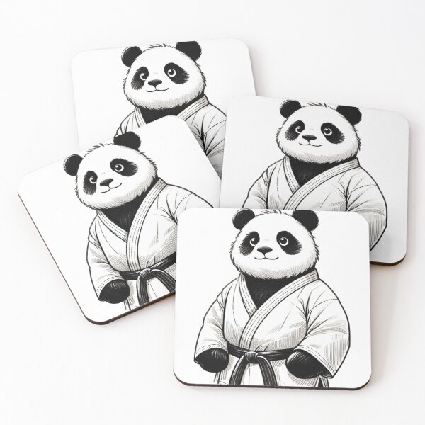 Item preview, Cute Panda GI Fighter Cartoon Black White designed and sold by Martial-Art-23.