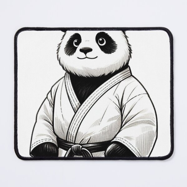 Item preview, Cute Panda GI Fighter Cartoon Black White designed and sold by Martial-Art-23.