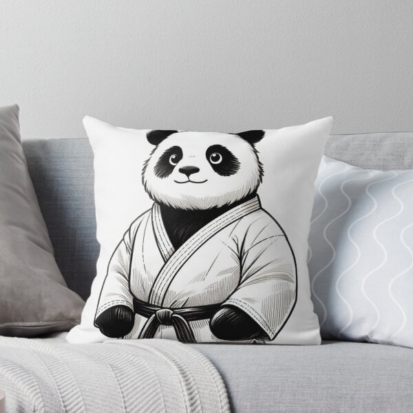 Item preview, Cute Panda GI Fighter Cartoon Black White designed and sold by Martial-Art-23.