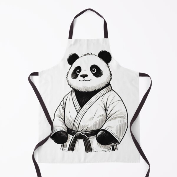 Item preview, Cute Panda GI Fighter Cartoon Black White designed and sold by Martial-Art-23.