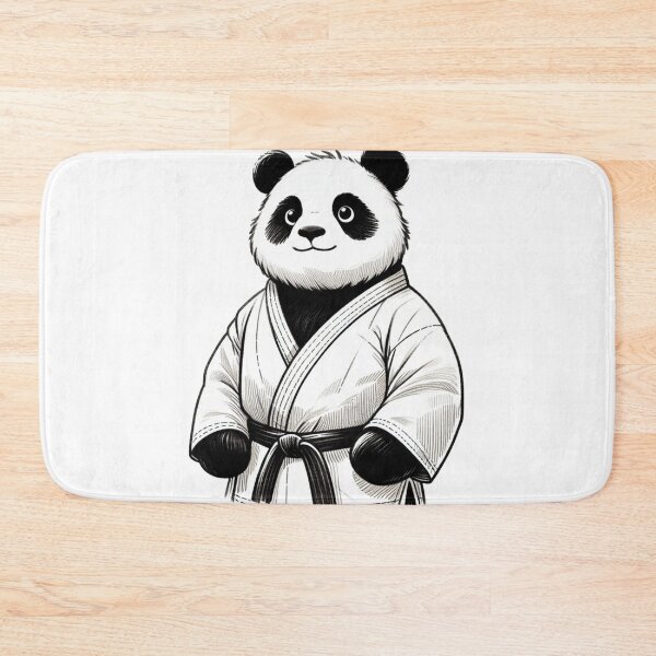 Item preview, Cute Panda GI Fighter Cartoon Black White designed and sold by Martial-Art-23.