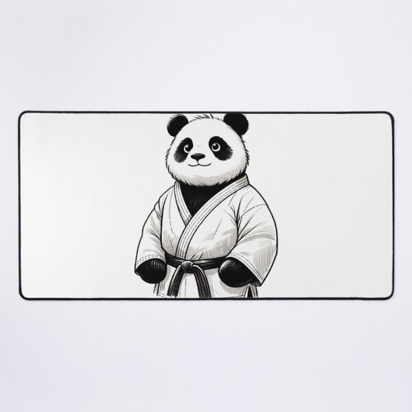 Item preview, Cute Panda GI Fighter Cartoon Black White designed and sold by Martial-Art-23.