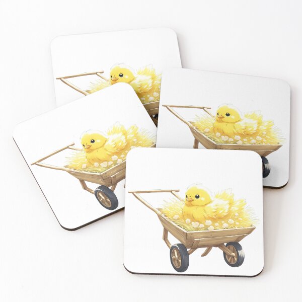 Item preview, Yellow Easter chick in  wheelbarrow with flowers designed and sold by Coolparrotgirl.