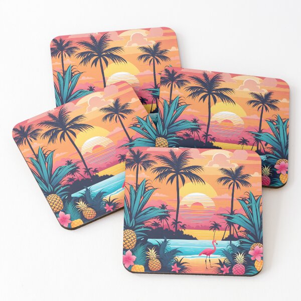 Item preview, Tropical Sunset Serenity: Pineapples, Palm Trees, and Flamingos designed and sold by Chroma Artis.