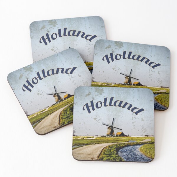 Item preview, Retro Style: Windmill and Winding Canals in Dutch Countryside designed and sold by InbalTurShalom.