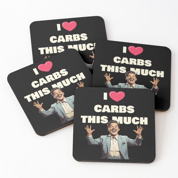 Item preview, I Love Carbs This Much / I Heart Carbs for Dark Background designed and sold by thecatcouch.