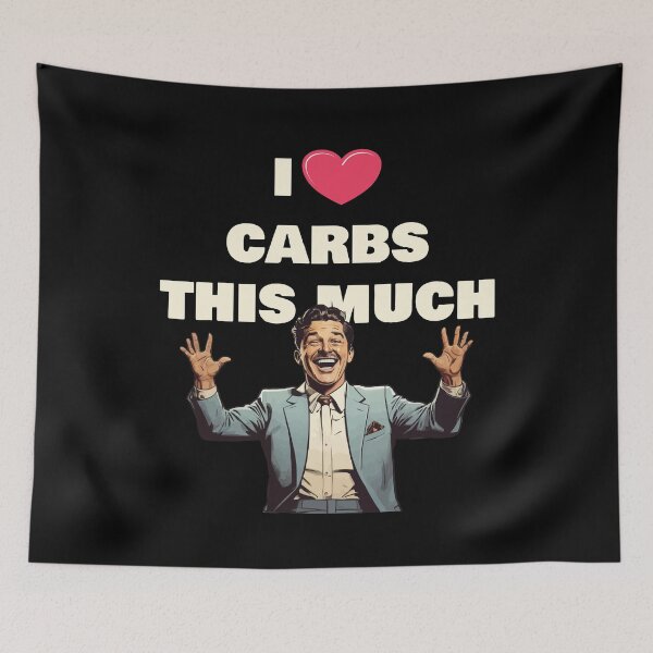 Item preview, I Love Carbs This Much / I Heart Carbs for Dark Background designed and sold by thecatcouch.