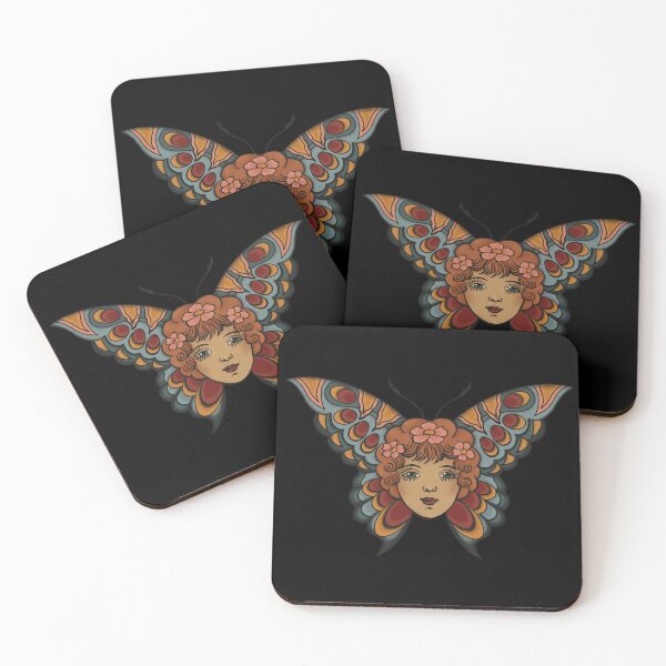 Item preview, Butterfly Portrait - American Trad Tattoo Art designed and sold by Arcane Orchid.