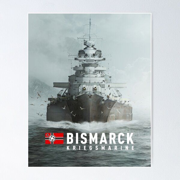 Vista previa del artículo con la obra «Acorazado alemán Bismarck - Kriegsmarine», diseñado y vendido por Stefan Dramiński.