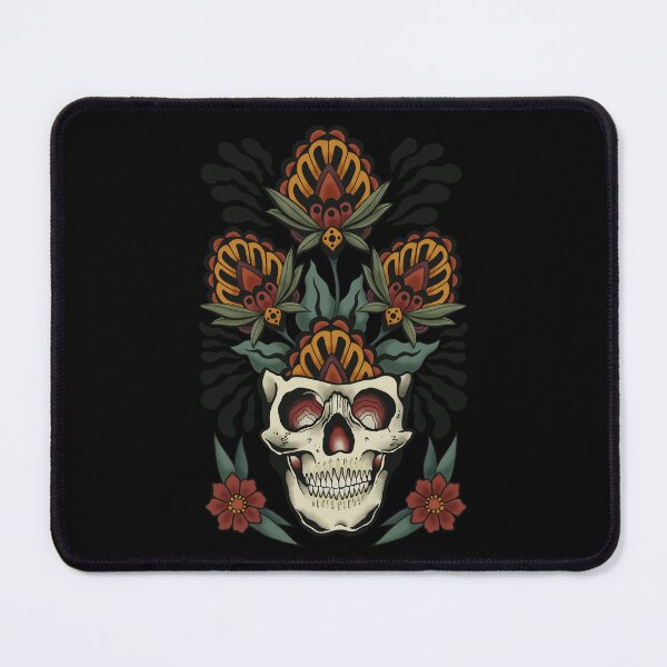 Item preview, Floral Skull Trad Tattoo - Botanical Goth designed and sold by Arcane Orchid.