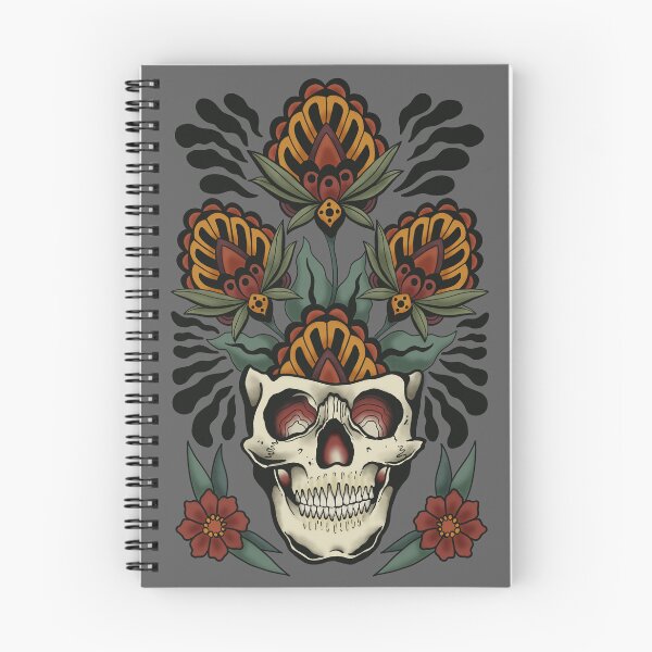 Item preview, Floral Skull Trad Tattoo - Botanical Goth designed and sold by Arcane Orchid.