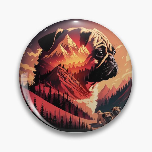 Item preview, Beautiful majestatic pug with mountains  designed and sold by Lunaawga.
