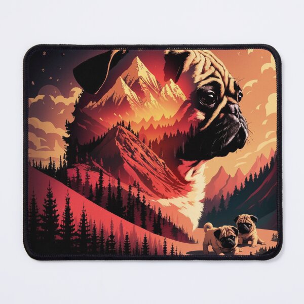 Item preview, Beautiful majestatic pug with mountains  designed and sold by Lunaawga.