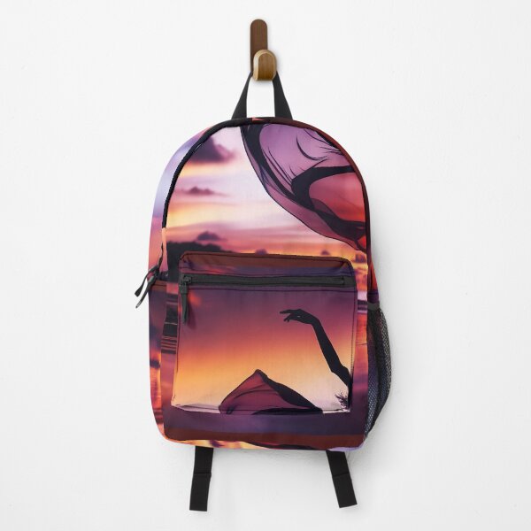 Item preview, Woman dancing, captured in mid-twirl, her form expressing freedom and beauty, against a backdrop of a sunset on a beach designed and sold by AndreaMart.