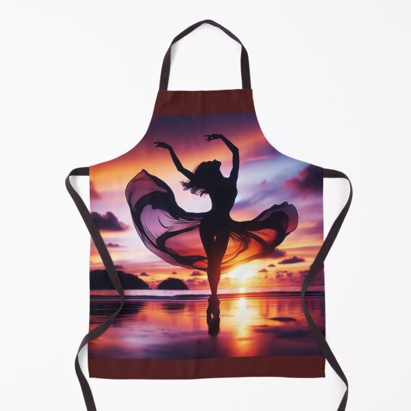 Item preview, Woman dancing, captured in mid-twirl, her form expressing freedom and beauty, against a backdrop of a sunset on a beach designed and sold by AndreaMart.