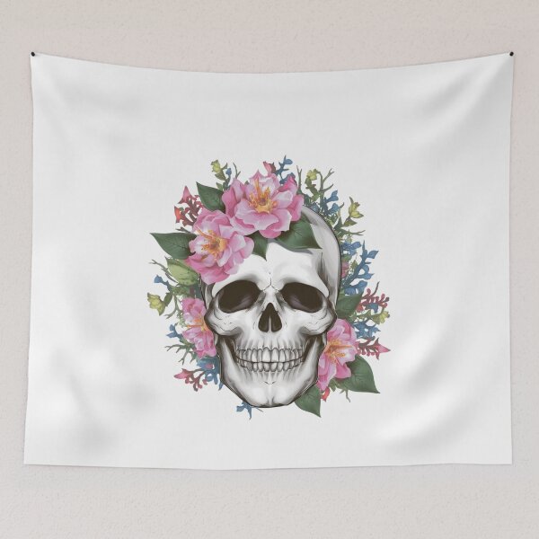 Item preview, Pastel Floral Skull Art - Sweet Pink and Green designed and sold by Kookie Tarp.