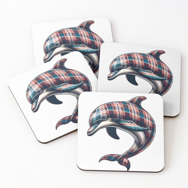 Item preview, Plaid dolphin illustration  designed and sold by Inkstorm-London.