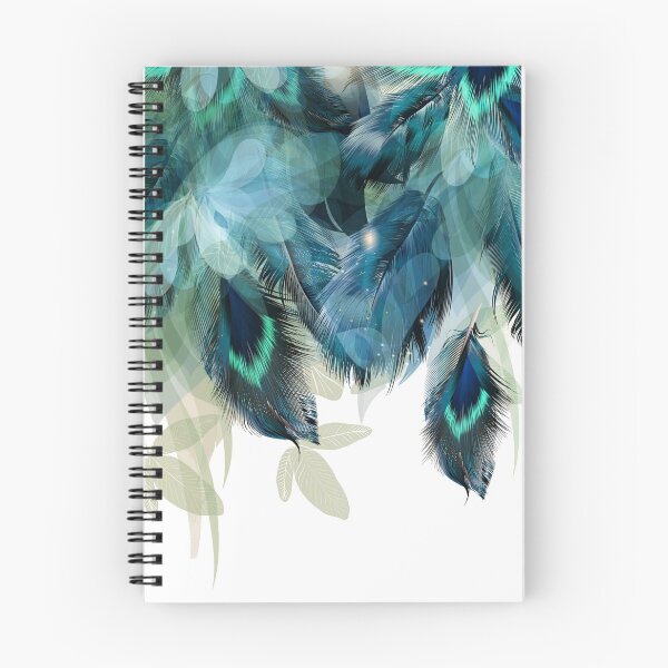 Artikelvorschau, Bunte blaue Aquarell Blätter & Federn entworfen und verkauft von PinkCrushed.