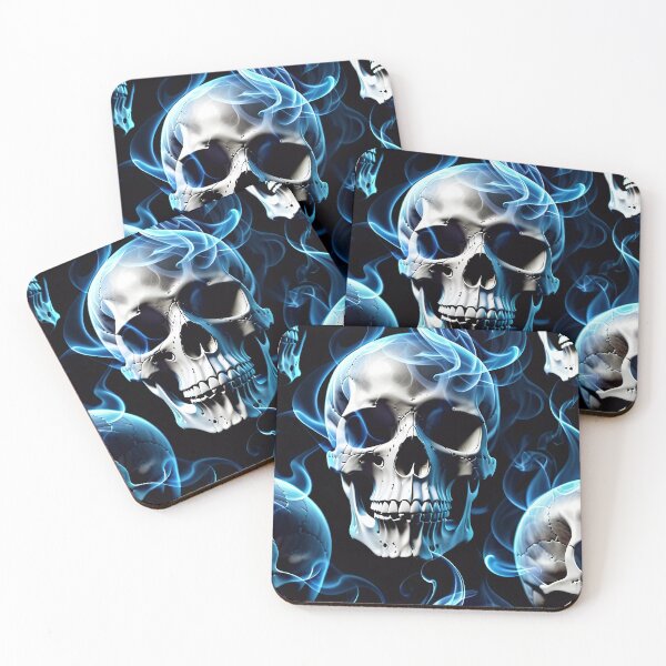 Item preview, Cool Blue Smoke Skull Art Pattern designed and sold by TheArtOfPat.